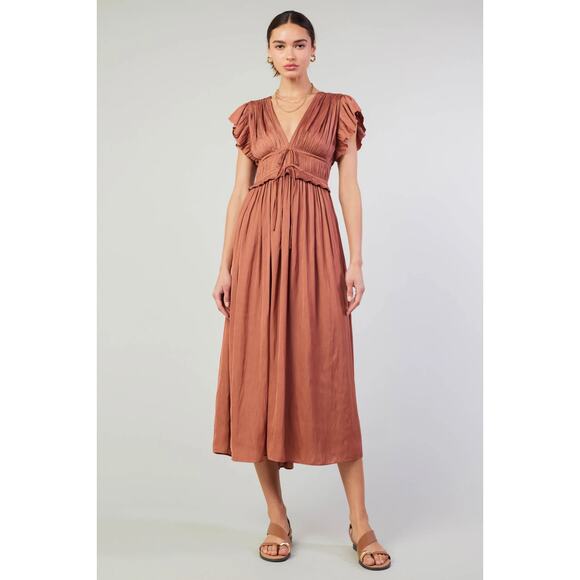 Current Air Mara Pleated Dress in Rust Size Medium - Picture 1 of 6